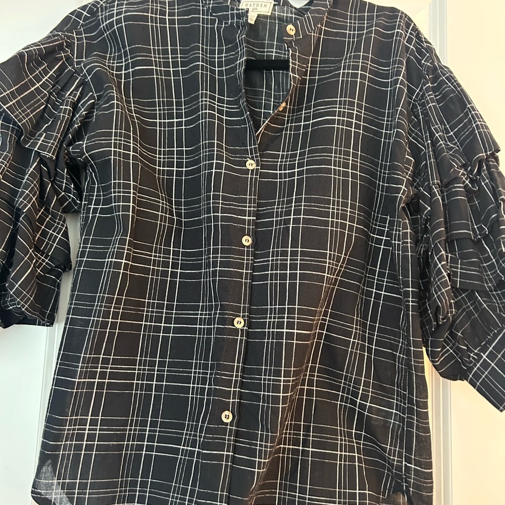 Madewell Black and White Plaid Button-Down Shirt